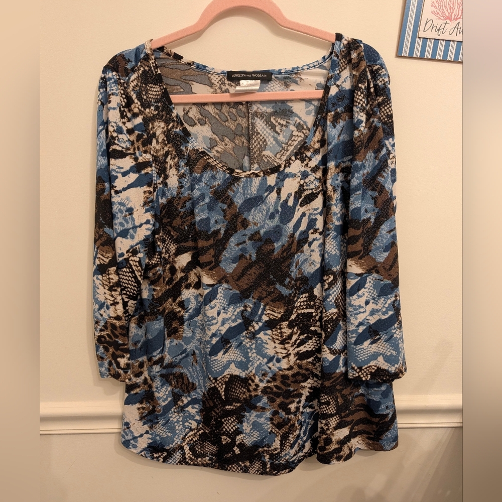 aDRESSing Woman Mixed Animal Print Blouse Size 1x